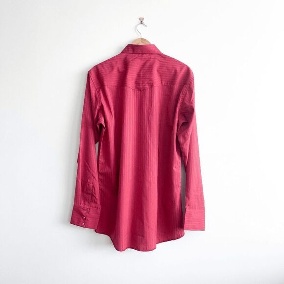 Wrangler Mens Long Sleeve Western Pearl Snap Up Front Red Tall Large NWT - Picture 2 of 9
